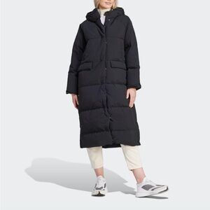 Adidas big baffle black down puffer parka coat size small